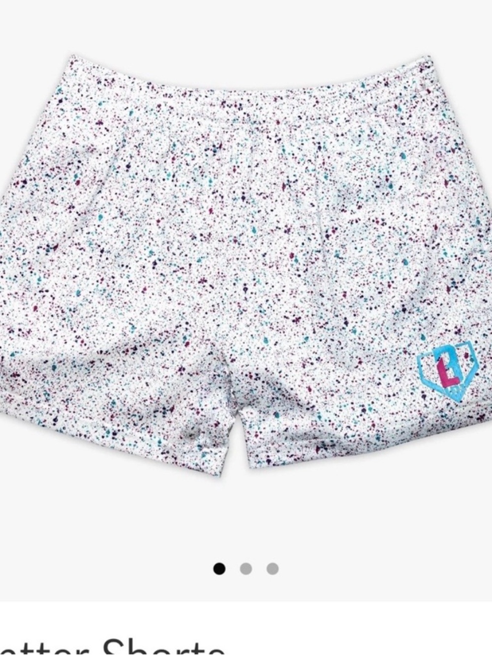Baseball 101 White Splatter Print Athletic Shorts